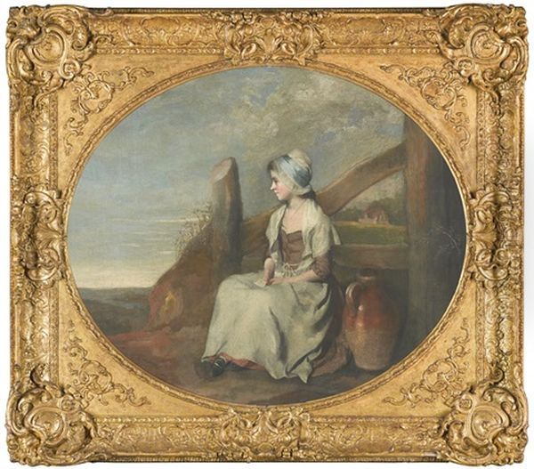 A Girl Seated By A Stile - view 1