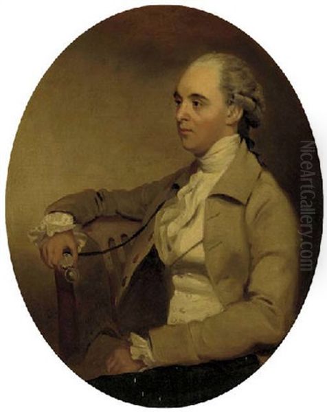 Portrait Of A Gentleman In A Cream Jacket And White Waistcoat And Cravat - view 1