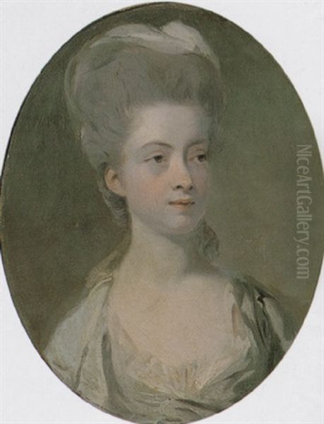 Portrait Of Lady Roche Wearing A Grey Dress - view 1