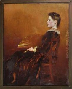 Portrait Of Kate Walton Holding A Fan And Seated In A Chair