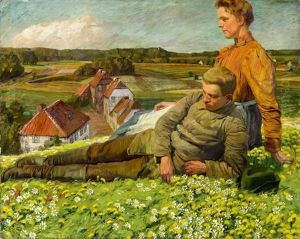 Fruhlingslandschaft Mit Jungem Paar
