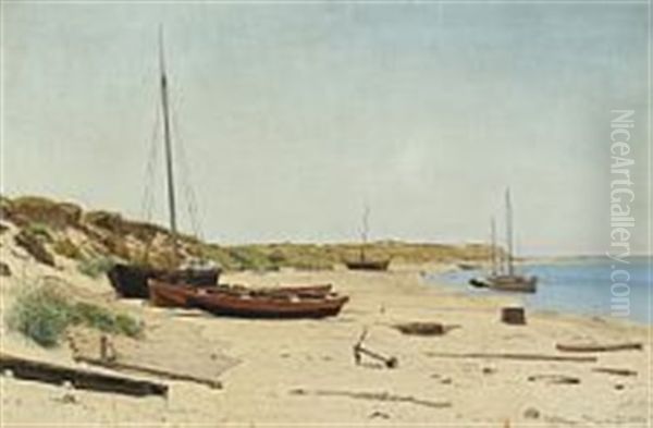 Danish Coastal Scape With Fishing Boats On The Beach - view 1
