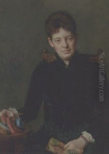 Portraet Af En Siddende Dame Ved Sytojet
