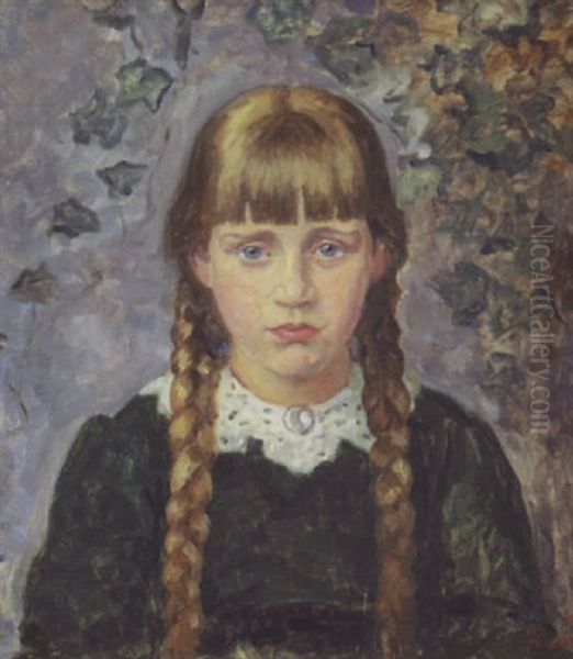 Portrait Of A Young Danish Girl With Braids - view 1