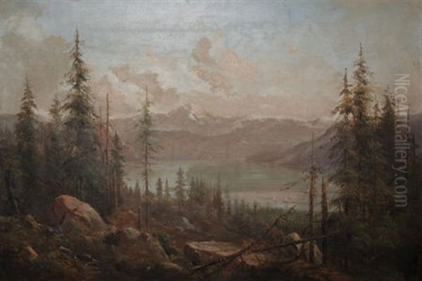 Untitled (a Mountain Landscape With A Fallen Tree In The Foreground) - view 1
