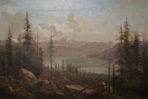 Untitled (a Mountain Landscape With A Fallen Tree In The Foreground)