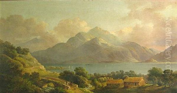 A Mountainous Landscape With A Lake In The Foreground (ben Lomond, Scotland?) - view 1