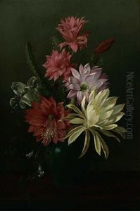 Floral Still Life In A Green Vase by Juan Buckingham Wandesforde