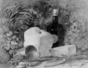 Still Life With Bread, Cheese And Bottle