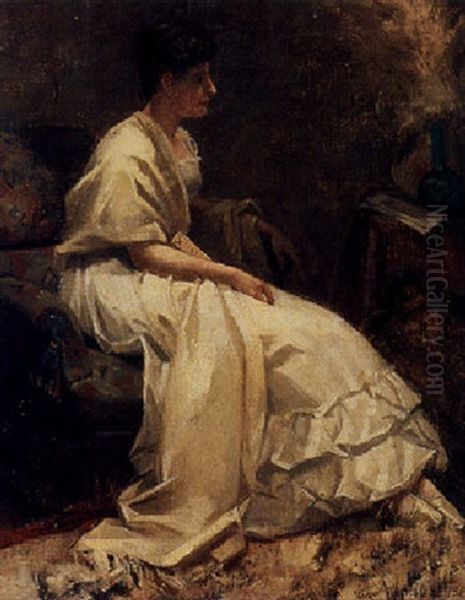 A Lady In A White Evening Gown - view 1