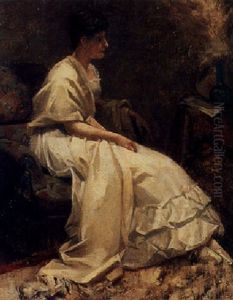 A Lady In A White Evening Gown by Marie Wandscheer