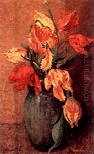 Parrot Tulips In A Vase - view 1