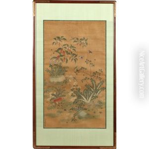 Painting Of Insects In A Garden by Wang Chengpei