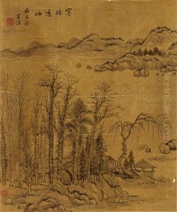 Forest Landscape With Cottages