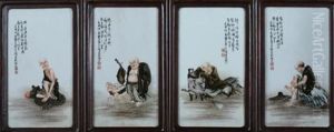 Lohan (4 Works) by Wang Qi