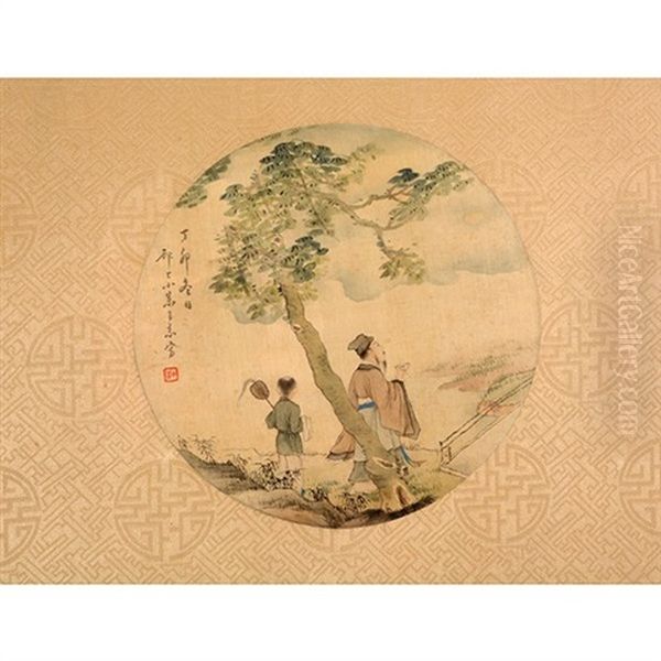 Figural Fan Painting - view 1