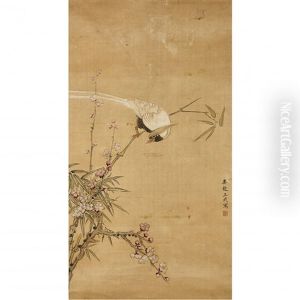 A Chinese Painting Of Flowers And Bird by Wang Wu