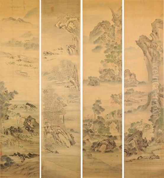 Four Landscape Paintings, Wang Yun - view 1