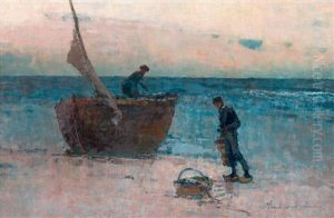 Fishermen At The Shore by Wladyslaw Wankie