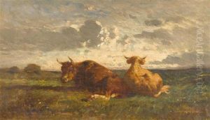Two Cows At Pasture by Felix Saturnin Brissot de Warville