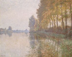 Niederrheinische Landschaft Gegen Abend by Arthur Wansleben