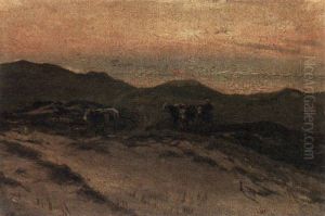 Landscape With Farmer's Wife And Cows by Arthur Wansleben