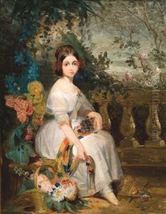 Fille Avec Fleurs by Baron Gustave Wappers