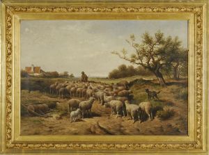 A Shepherd Tending His Flock by Franck Brissot