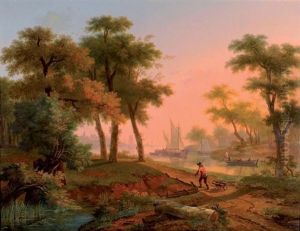 Chasseurs Sur Le Bord D'un Fleuve
