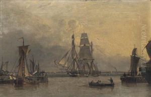 The William Lee Arriving At The Humber Dock Basin, Hull, On Her Return From Calcutta, 22nd January 1839 by John Ward Of Hull