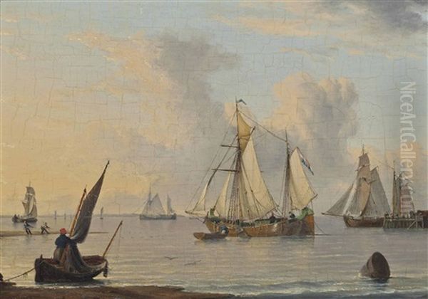 Dutch Fishing Barges And Other Vessels On The Humber In A Calm - view 1