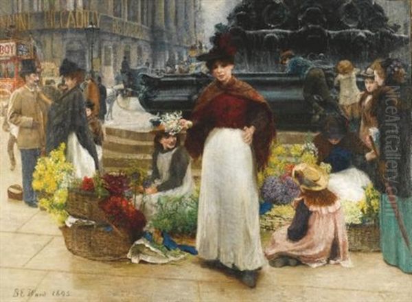 London Flower Girls, Piccadilly Circus - view 1