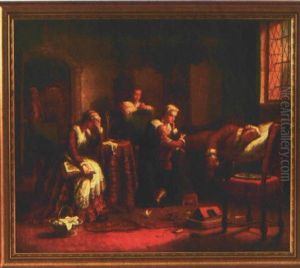 Der Schlafende Konig Ludwig Xvi Umgeben Von Seiner Familie In Gefangenschaft Im Tempel 1793