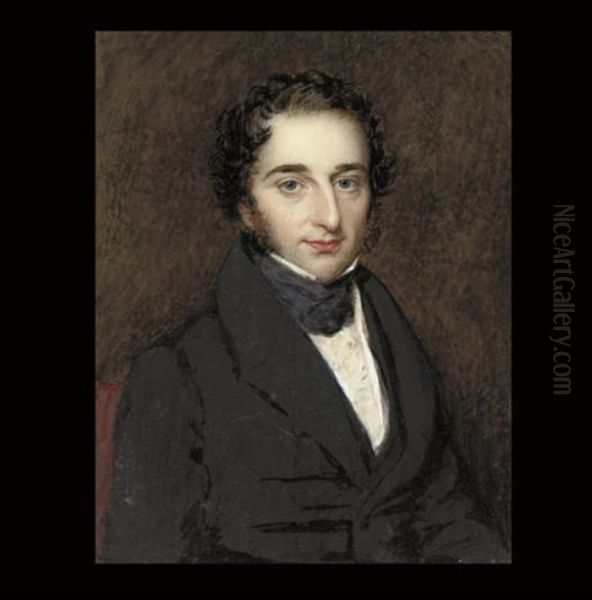 J. H. Peile, Esq., In Black Coat, White Waistcoat, Frilled Shirt And Black Stock - view 1