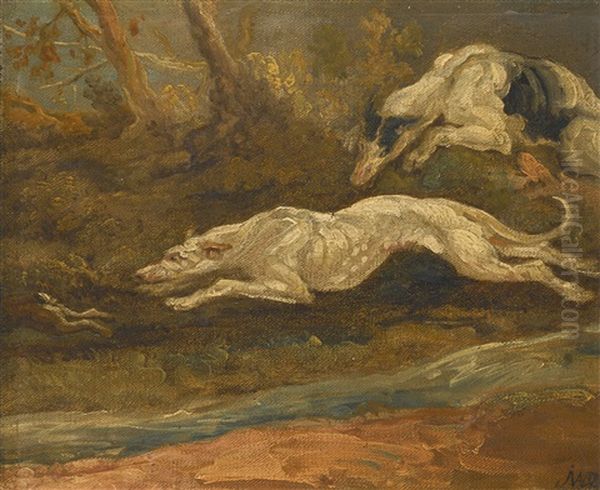 The Escape: Two Greyhounds Coursing A Hare - view 1