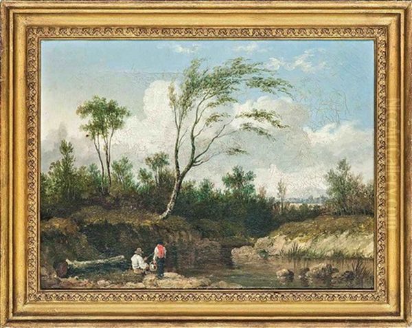 A Riverscene With Fishermen - view 1