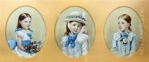 Half Length Portraits Of Young Girls, All In Blue Dresses by Leslie Mathew Ward