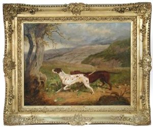 Two Pointers On Point In A Moorland Landscape by Martin Theodore Ward