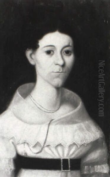 A Portrait Of A Dark-haired Woman Wearing A Gold Necklace - view 1