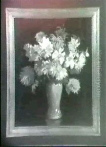 Still Life With Orange, White And Yellow Large Flowers In Red Vase Still Life With Orange, White And Yellow Large Flowers In Red Vase