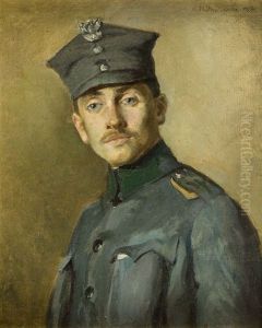 Portrait Of An Officer Of The Polish Army by Wladyslaw Waroszewski