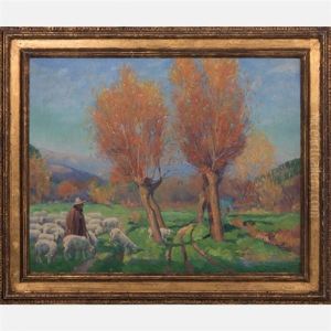Shepherd With Flock by Alexander Warshawsky
