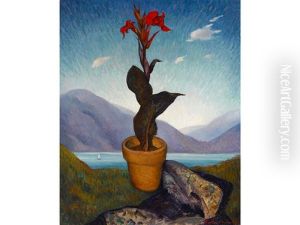 Still Life With A View Of A Lake Beyond by Alexander Warshawsky