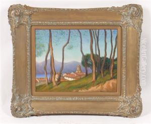 Coastal Village Through Trees by Alexander Warshawsky