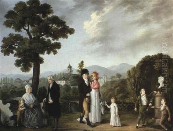 Daniel Schlumberger Et Sa Famille Dans Un Jardin A Mulhouse - view 1