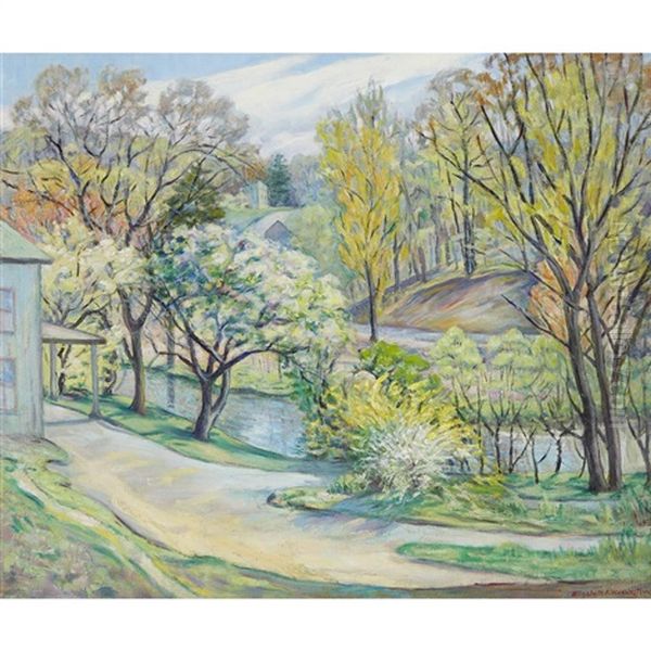 Spring, Village By The Creek - view 1