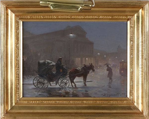 Carriage In Front Of Warsaw Grand Theater - view 1