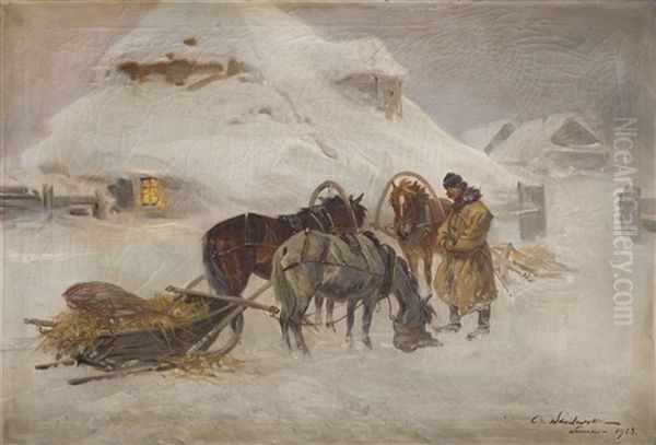 Coachmen Feeding Horses - view 1