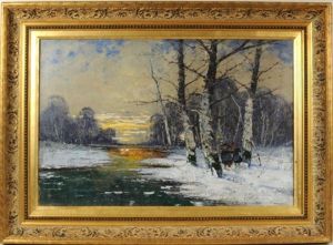 Winter Sunset by Jan (Czeslaw) Wasilewski