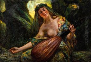 Lesna Nimfa Ze Swierszczem I Cytra by Kazimierz Wladyslaw Wasilkowski